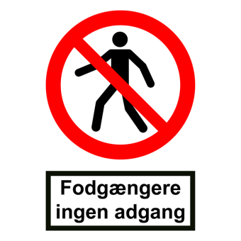 Selvklæbende Forbudsskilt – Adgang forbudt for fodgængere (ISO 7010 P004) - Fortrykte labels