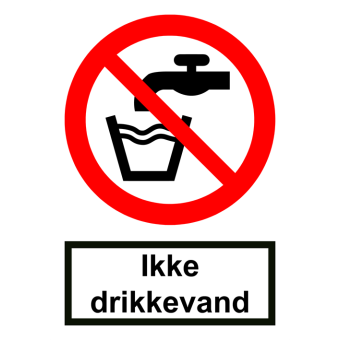 Selvklæbende Forbudsskilt – Ikke drikkevand (ISO 7010 P005) - Fortrykte labels