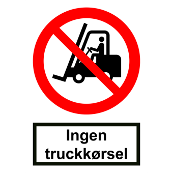 Selvklæbende Forbudsskilt – Ingen kørsel med truck (ISO 7010 P006) - Fortrykte labels