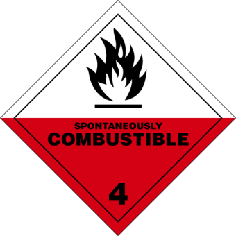 Selvklæbende Fareseddel i PP – Selvantændelige stoffer (Klasse 4.2) – 250 stk. - Faresedler