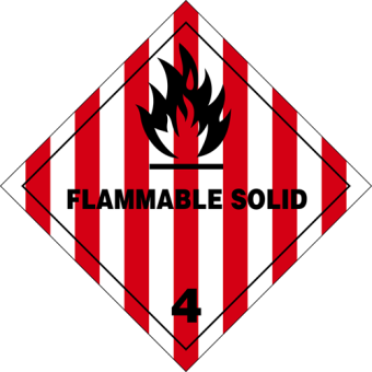 Selvklæbende Fareseddel i PP – Brandfarlige faste stoffer (Klasse 4.1) – 250 stk. - Faresedler