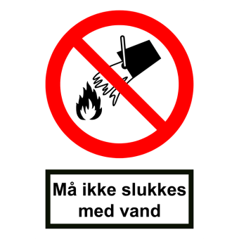 Selvklæbende Forbudsskilt – Må ikke slukkes med vand (ISO 7010 P011) - Fortrykte labels