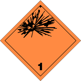 Selvklæbende Fareseddel i PP – Eksplosive stoffer (Klasse 1) – 250 stk. - Fortrykte labels