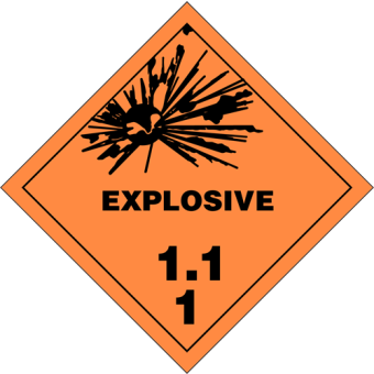Selvklæbende Fareseddel i PP – Eksplosive stoffer (Klasse 1.1) – 250 stk. - Fortrykte labels