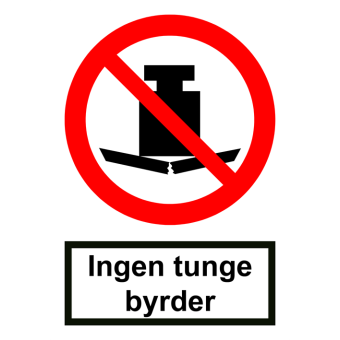 Selvklæbende Forbudsskilt – Ingen tunge byrder (ISO 7010 P012) - Fortrykte labels