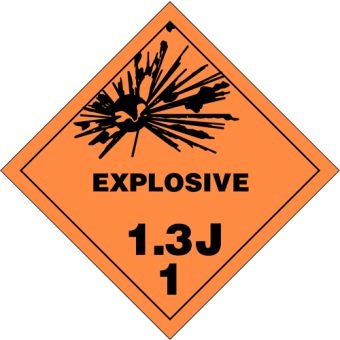 Selvklæbende Fareseddel i PP – Eksplosive stoffer (Klasse 1.3J) – 250 stk. - Faresedler
