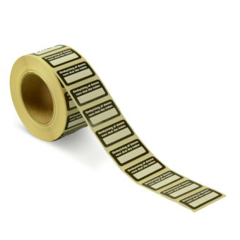 Selvklæbende Byttemærke (Mørk, skrivefelt u. dato) – 30x15 mm – 1000 stk. – Aftagelig lim – Mørk limside - Byttemærker