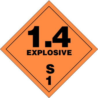 Selvklæbende Fareseddel i PP – Eksplosive stoffer (Klasse 1.4S) – 250 stk. - Faresedler