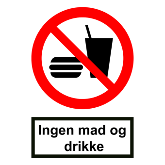 Selvklæbende Forbudsskilt – Ingen mad og drikke (ISO 7010 P022) - Sikkerhedsskilte