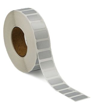 Sølvpolyester etiketter på rulle, permanent lim – Sølv – 20 x 10 mm – 2.500 stk. - Sølvpolyester-etiketter