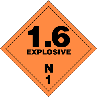 Selvklæbende Fareseddel i PP – Eksplosive stoffer (Klasse 1.6N) – 250 stk. - Faresedler