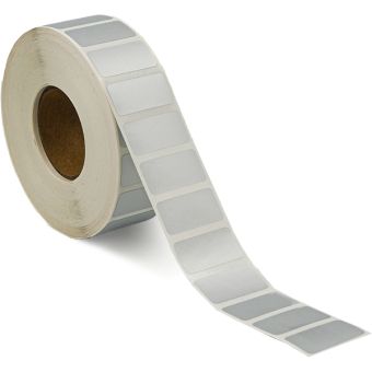 Sølvpolyester etiketter på rulle, permanent lim – Sølv – 30 x 15 mm – 2.500 stk. - Sølvpolyester-etiketter