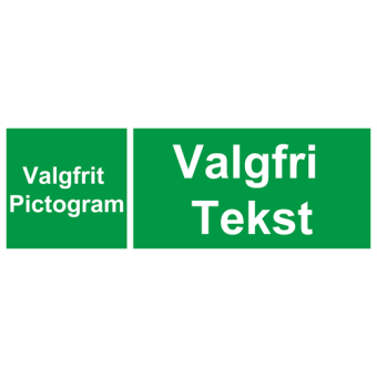 Selvklæbende Nødskilt – Valgfri tekst og piktogram (aflangt) - Nødskilte