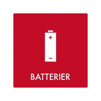 Selvklæbende Affaldspiktogram – Batterier – Firkantet - Affaldssortering-labels