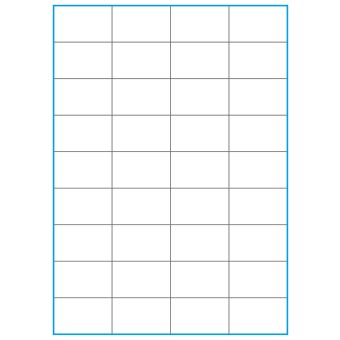 A4-36 slids, 36 etiketter/ark, hvid mat – 52,5 x 32,8 mm – 100 ark - A-4 etiketter, hvid mat, permanent og aftagelig lim