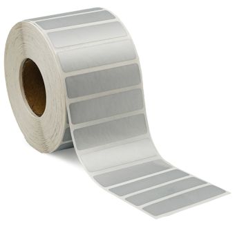 Sølvpolyester etiketter på rulle, permanent lim – Sølv – 60 x 15 mm – 2.500 stk. - Sølvpolyester-etiketter