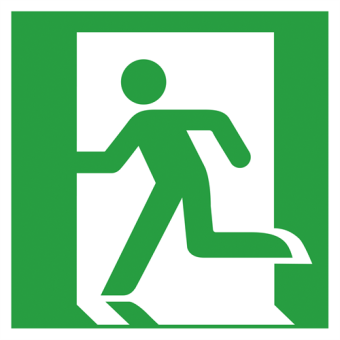 Selvklæbende Nødskilt – Nødudgang til venstre (ISO 7010 E001) - Nødskilte