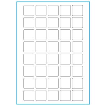 A4-40 kvad., 40 etiketter/ark, hvid mat – 30,0 x 30,0 mm – 100 ark - A-4 etiketter, hvid mat, permanent og aftagelig lim