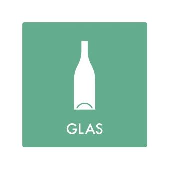 Selvklæbende Affaldspiktogram – Glas – Firkantet - Affaldssortering-labels