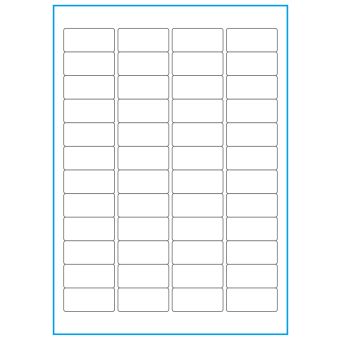A4-48, 48 etiketter/ark, hvid mat – 45,7 x 21,2 mm – 100 ark - A-4 etiketter, hvid mat, permanent og aftagelig lim