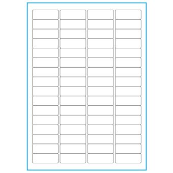 A4-64, 64 etiketter/ark, hvid mat – 45,7 x 16,9 mm – 100 ark - A-4 etiketter, hvid mat, permanent og aftagelig lim
