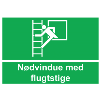 Selvklæbende Nødskilt – Nødvindue med flugtstige (ISO 7010 E016) - Nødskilte