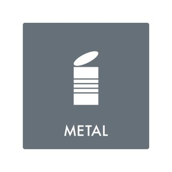 Selvklæbende Affaldspiktogram – Metal – Firkantet - Affaldssortering-labels