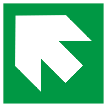 Selvklæbende Nødskilt – Nødudgang pil skrå (ISO 7010) - Nødskilte