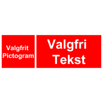 Selvklæbende Brandskilt – Valgfri tekst og piktogram (aflangt) - Sikkerhedsskilte