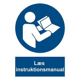 Selvklæbende Påbudsskilt – Læs instruktionsmanual (ISO 7010 M002) - Påbudsskilte