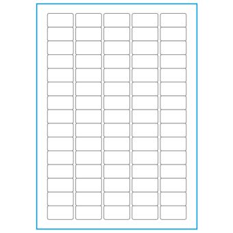 A4-75, 75 etiketter/ark, hvid mat – 34,0 x 18,0 mm – 100 ark - A-4 etiketter, hvid mat, permanent og aftagelig lim
