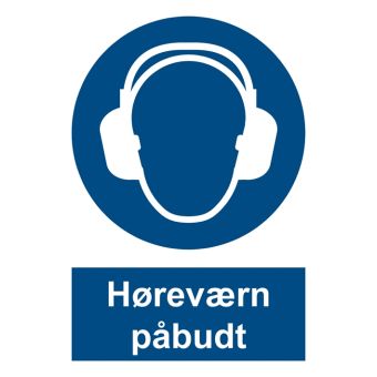 Selvklæbende Påbudsskilt – Høreværn påbudt (ISO 7010 M003) - Påbudsskilte