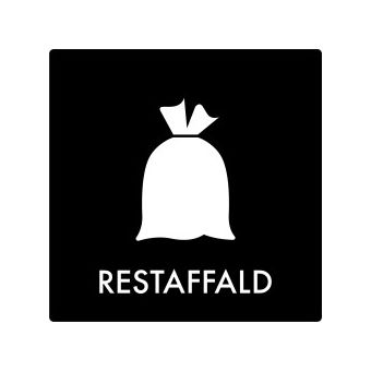 Selvklæbende Affaldspiktogram – Restaffald – Firkantet - Affaldssortering-labels