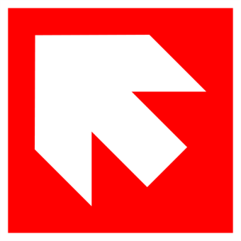 Selvklæbende Brandskilt – Brandudgang pil skrå (ISO 7010) - Sikkerhedsskilte