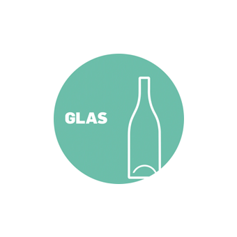 Selvklæbende Affaldspiktogram – Glas – Rundt - Affaldssortering-labels