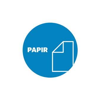 Selvklæbende Affaldspiktogram – Papir – Rundt - Affaldssortering-labels