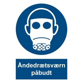Selvklæbende Påbudsskilt – Åndedrætsværn påbudt (ISO 7010 M017) - Påbudsskilte