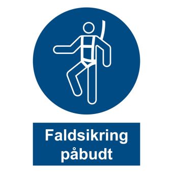 Selvklæbende Påbudsskilt – Faldsikring påbudt (ISO 7010 M018) - Påbudsskilte