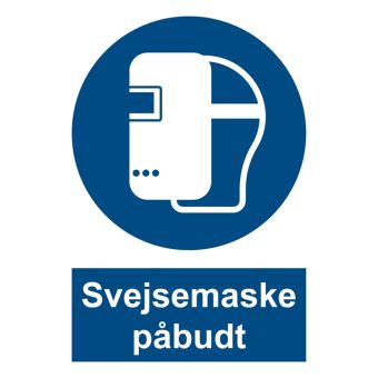 Selvklæbende Påbudsskilt – Svejsemaske påbudt (ISO 7010 M019) - Påbudsskilte