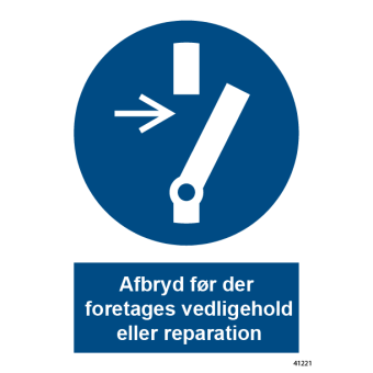 Selvklæbende Påbudsskilt – Afbryd strømmen før vedligehold (ISO 7010 M021) - Påbudsskilte
