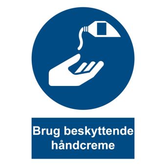 Selvklæbende Påbudsskilt – Beskyttende håndcreme påbudt (ISO 7010 M022) - Påbudsskilte