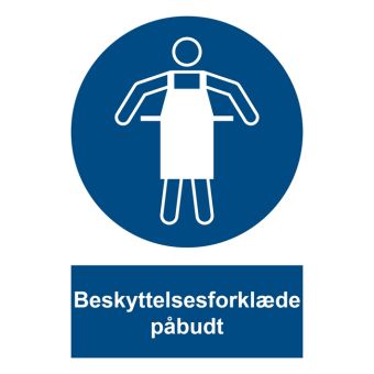 Selvklæbende Påbudsskilt – Benyt sikkerhedsforklæde (ISO 7010 M026) - Sikkerhedsskilte