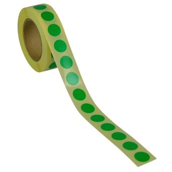 Runde etiketter på rulle, permanent lim – Grøn – Ø 13 mm – 1.000 stk. - Runde etiketter