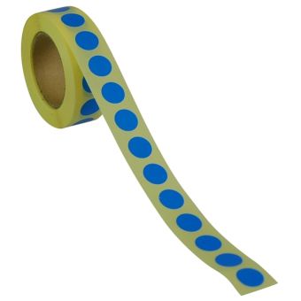 Runde etiketter på rulle, permanent lim – Blå – Ø 13 mm – 1.000 stk. - Runde etiketter