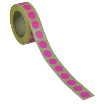 Runde etiketter på rulle, permanent lim – Pink – Ø 13 mm – 1.000 stk. - Runde etiketter