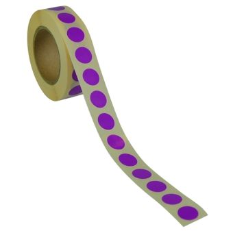 Runde etiketter på rulle, permanent lim – Lilla – Ø 13 mm – 1.000 stk. - Runde etiketter