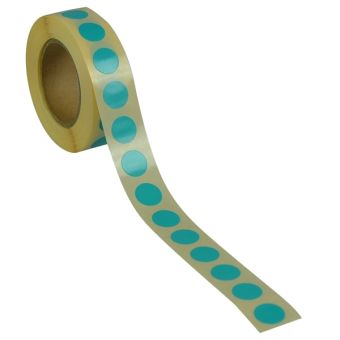 Runde etiketter på rulle, permanent lim – Turkis – Ø 13 mm – 1.000 stk. - Runde etiketter