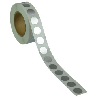 Runde etiketter på rulle, permanent lim – Sølv mat – Ø 13 mm – 1.000 stk. - Runde etiketter