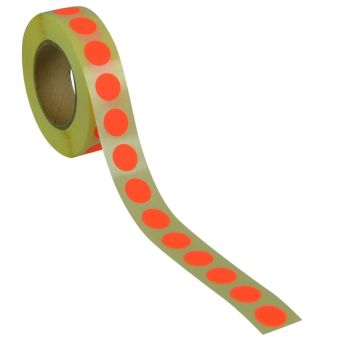 Runde etiketter på rulle, permanent lim – Rød neon – Ø 13 mm – 1.000 stk. - Runde etiketter