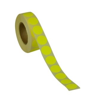 Runde etiketter på rulle, permanent lim – Gul neon – Ø 13 mm – 1.000 stk. - Runde etiketter